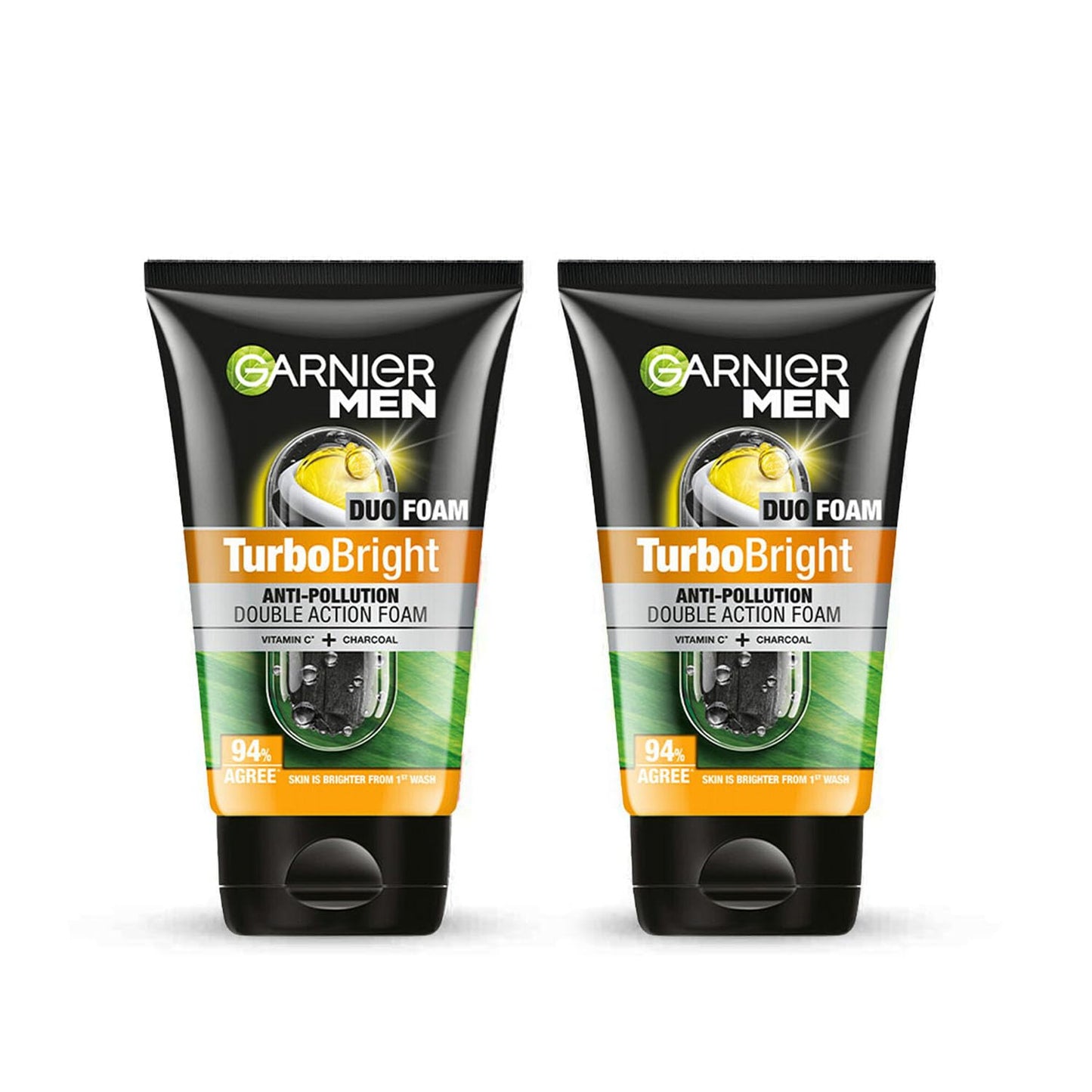 Garnier Men TurboBright Double Action, 100 g (Pack of 2)