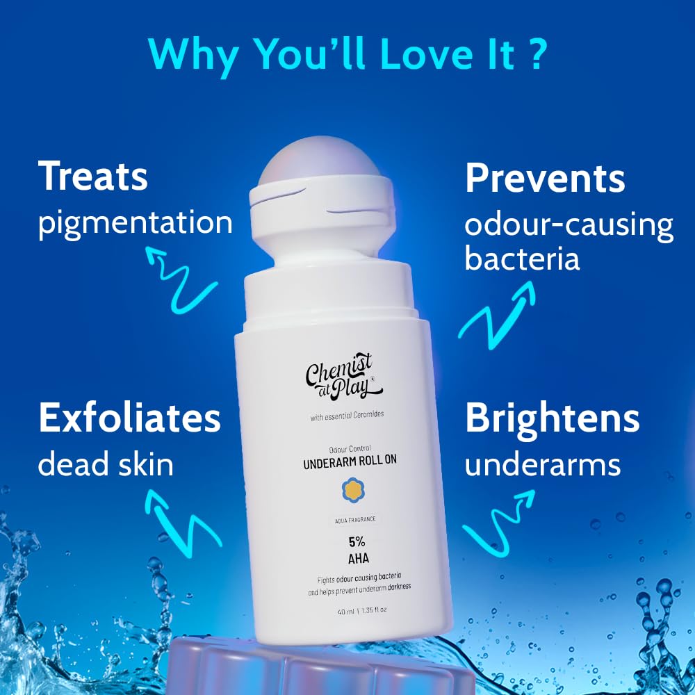 Chemist at Play Under-Arm Roll On Aqua Fragrance Unisex 40ml (Pack Of 3)