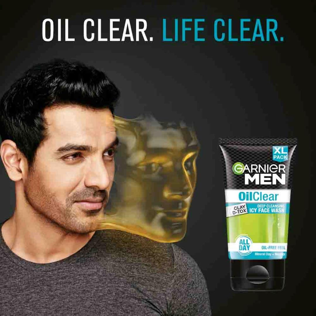 Garnier Men Face Wash OilClear Clay D-Tox 150g (pack of 2)
