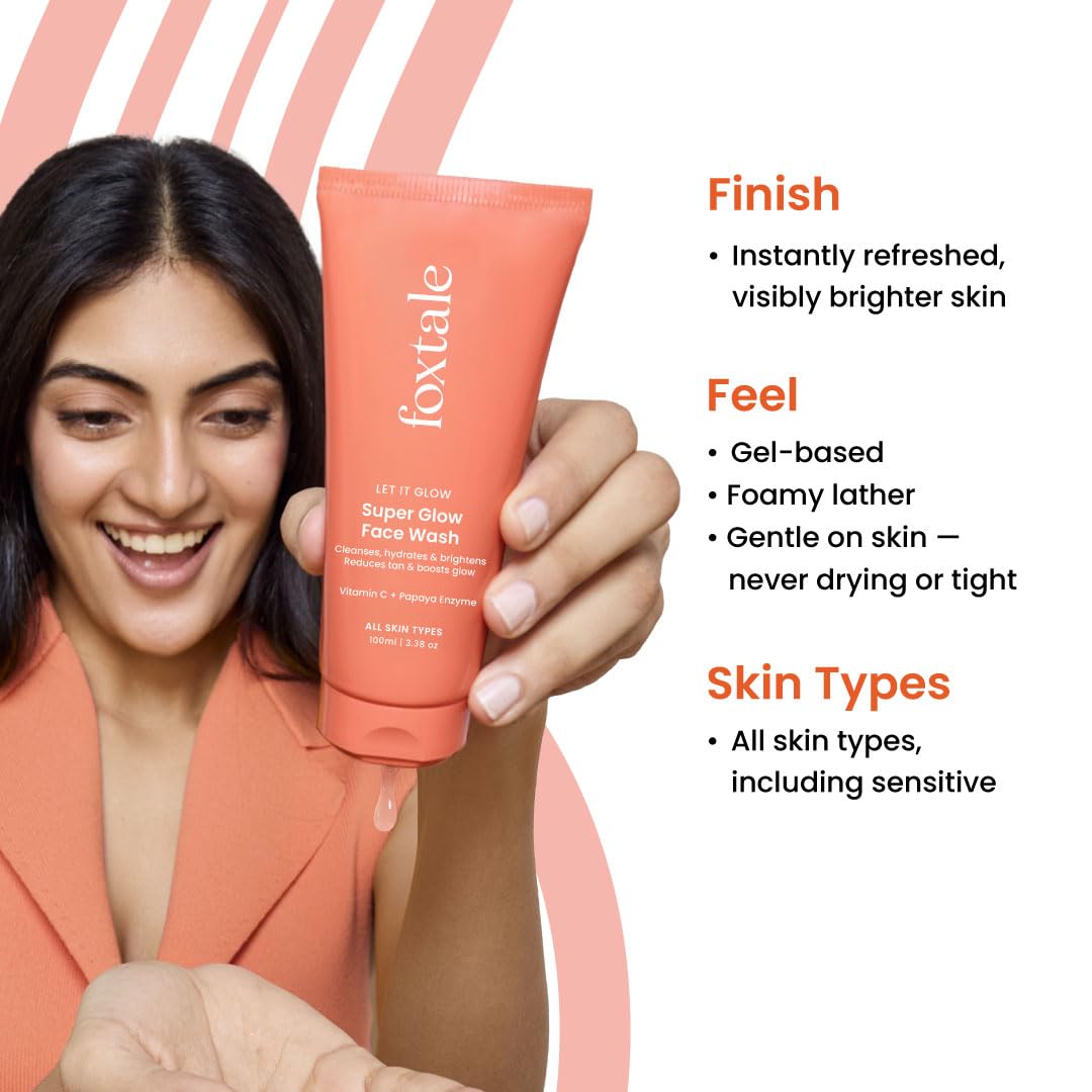 Foxtale Vitamin C Super Glow Face Wash with Papaya enzyme for Men & Women- 100ml