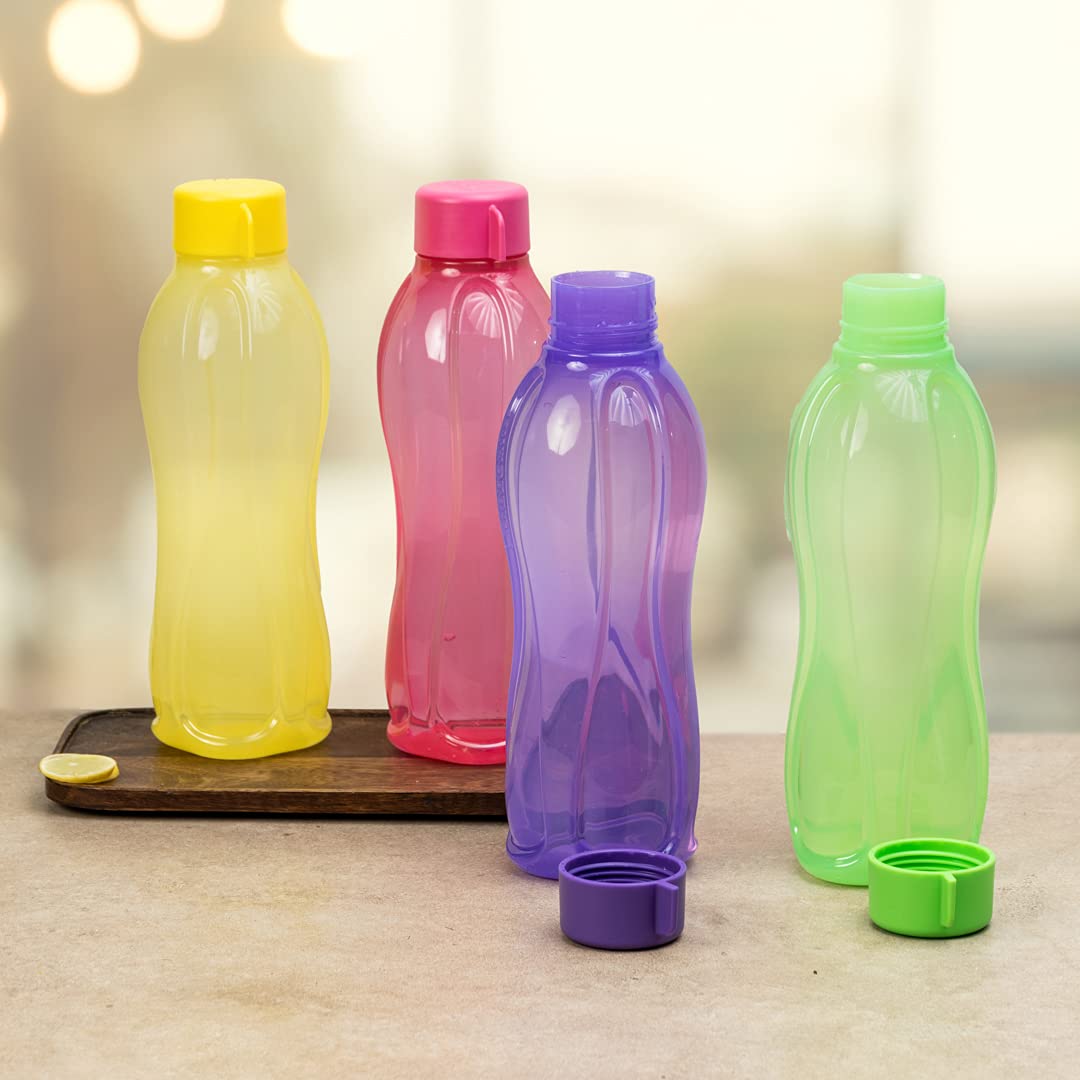 Tupperware Aquasafe Plastic Bottle, 1000ml, Set of 4-COLOR MAY VARY
