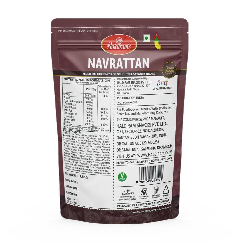 Haldiram’s Navrattan Mixture 1.5kg Spicy & Crunchy