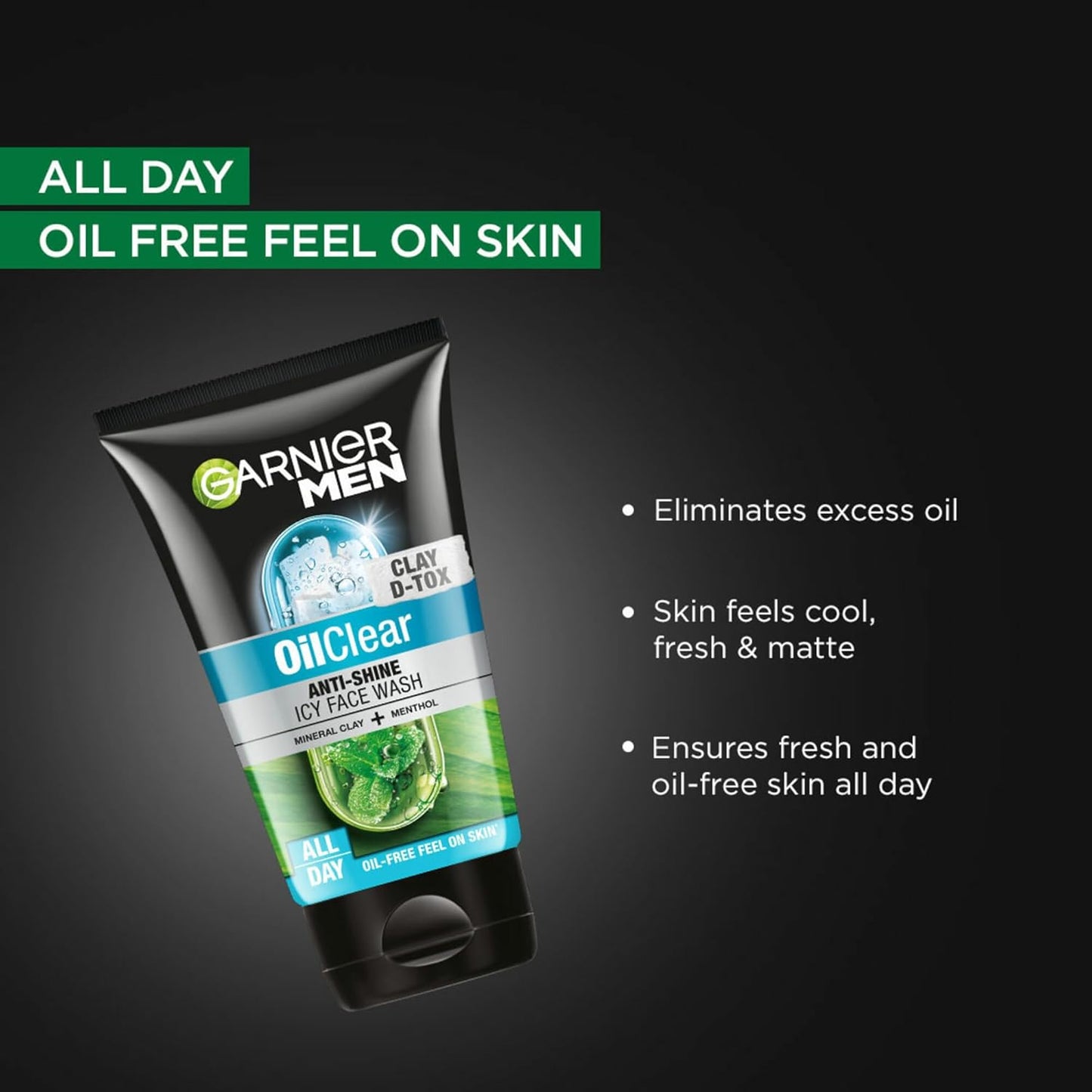Garnier Men Oil Clear Clay D-Tox Deep Cleansing Icy Face Wash 100gm