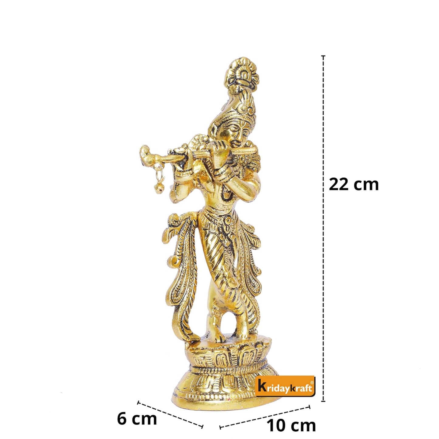 Lord Krishna Metal Statue,Krishna Murti Playing Flute for Temple Pooja