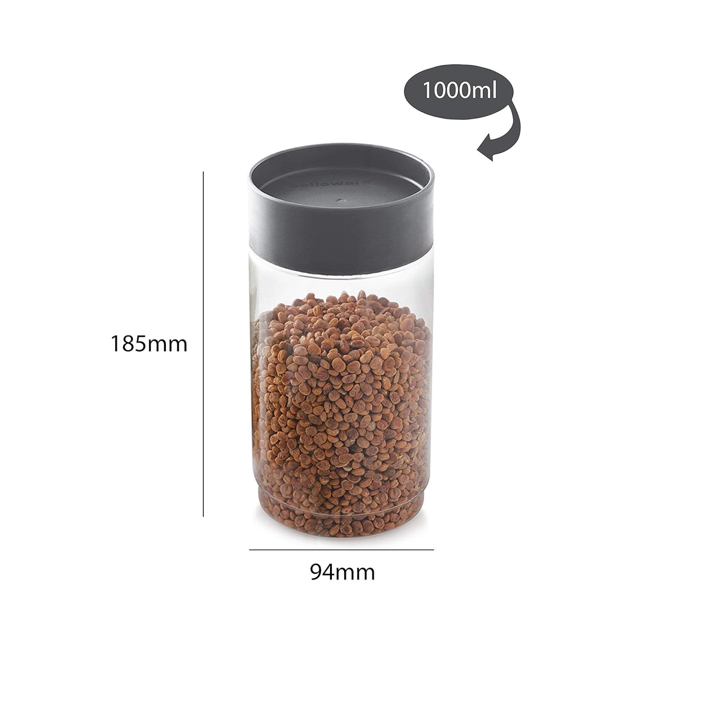 CELLO Modustack Stackable PET Container Set (1000 ml x 4), Grey