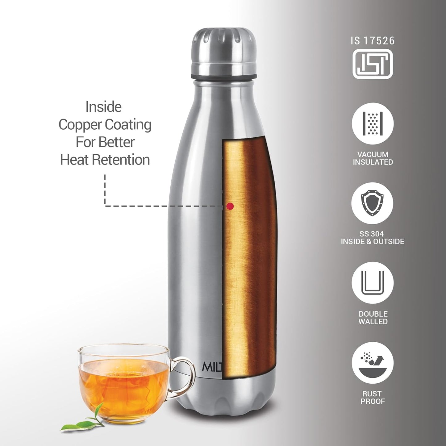 Milton Duo DLX 1000 Thermosteel Water Bottle 1 LTR, 24 Hr Hot and Cold