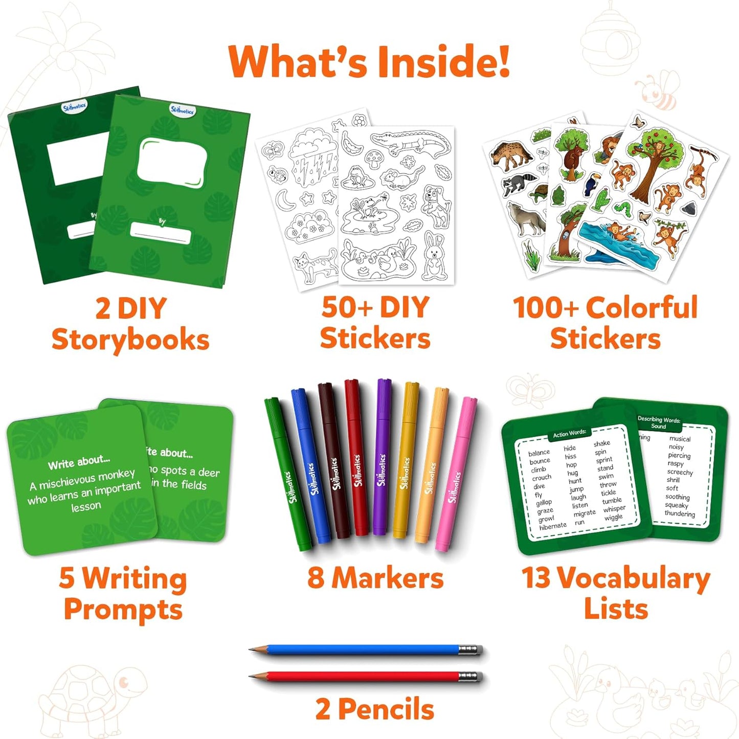 Skillmatics Storybook Art Kit - Create Animal-Themed Stories, DIY Craft & Writing Kit with 300+ Stickers