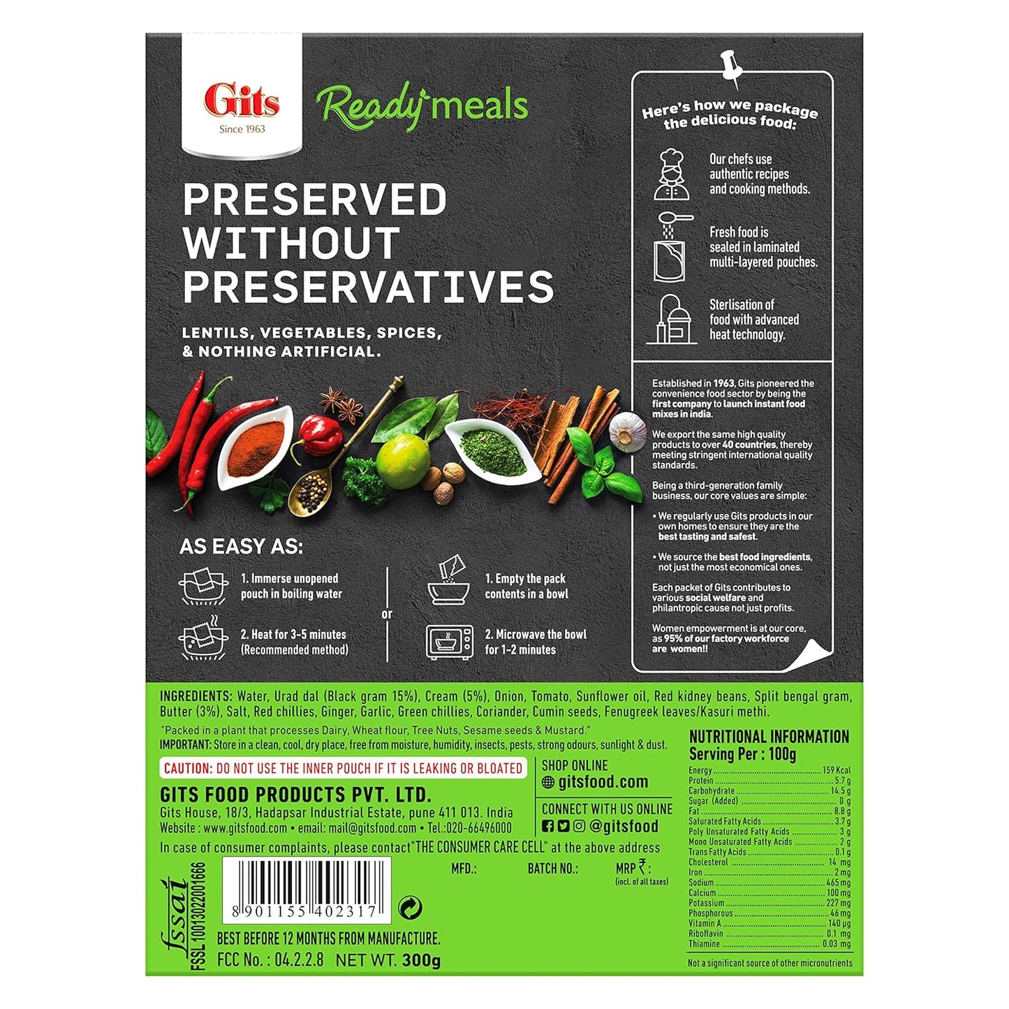 Gits Ready to Eat Dal Makhani Pack of 2 Each 300g