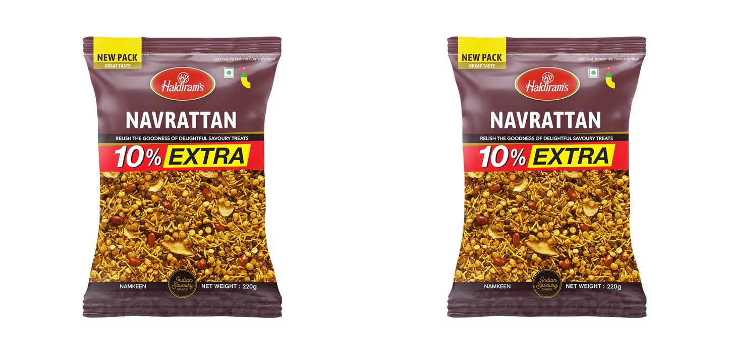 Haldiram's Namkeen Navrattan 220 g (pack of 2)
