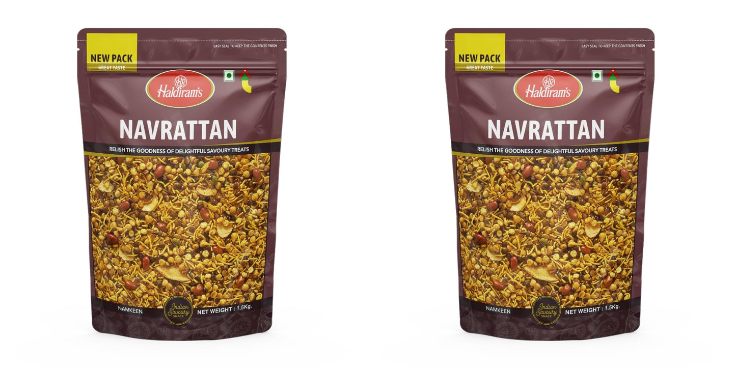 Haldiram’s Navrattan Mixture 1.5kg Spicy & Crunchy (pack of 2)
