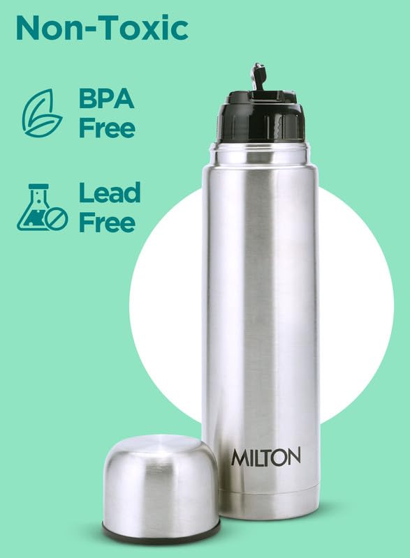 Milton Flip Lid 1000 Thermosteel Water Bottle 1 LTR, 24 Hr Hot and Cold