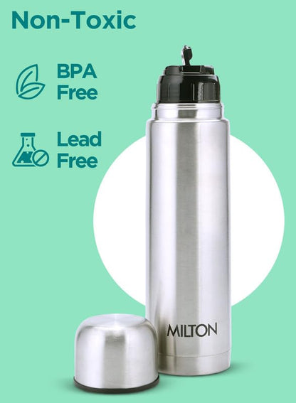 Milton Flip Lid 1000 Thermosteel Water Bottle 1 LTR, 24 Hr Hot and Cold