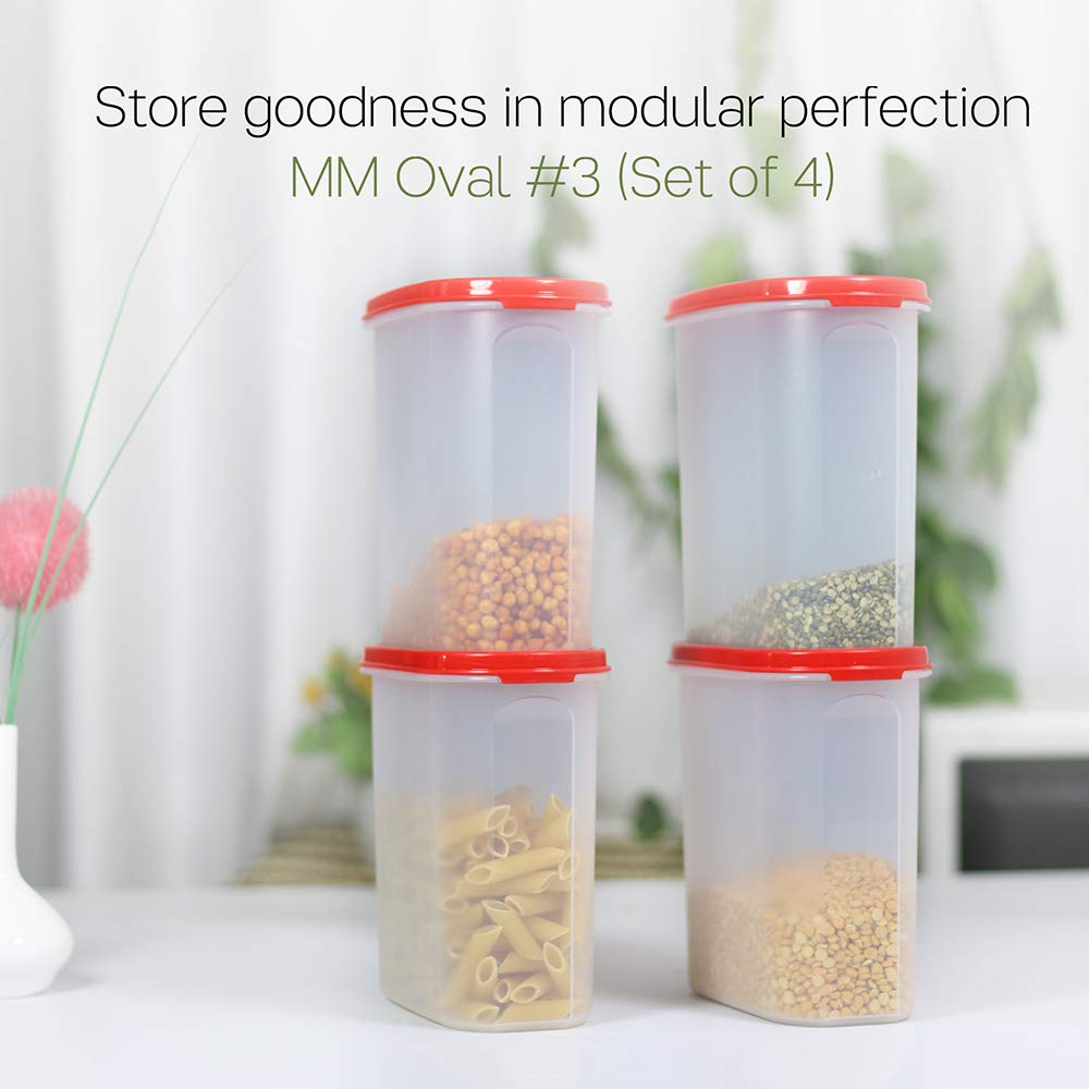 Tupperware Plastic Storage Container- 1.7 liters, 4 pieces-COLOR MAY VARY