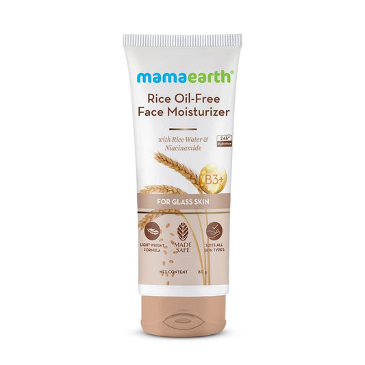 Mamaearth Rice Oil-Free Face Moisturizer for Oily Skin Brightens Skin Tone | 80g