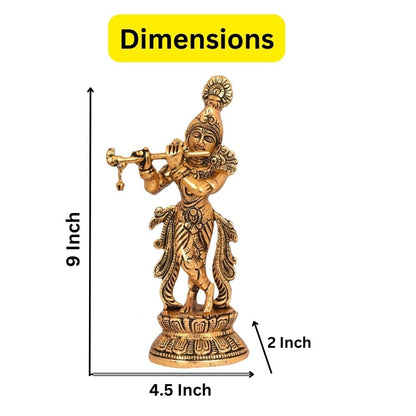 Lord Krishna Idol Statue Krishna Idols Gold Plated Flute Playing