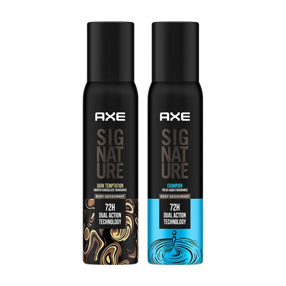 AXE Signature Dark Temptation Body Perfume for Men, 154 ml And Signature Body Perfume, Champion 154ml