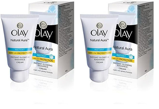 Olay Natural Aura Cream Vitamin B3, Pro B5, E With UV Protection 40 Gm (Pack Of 2)