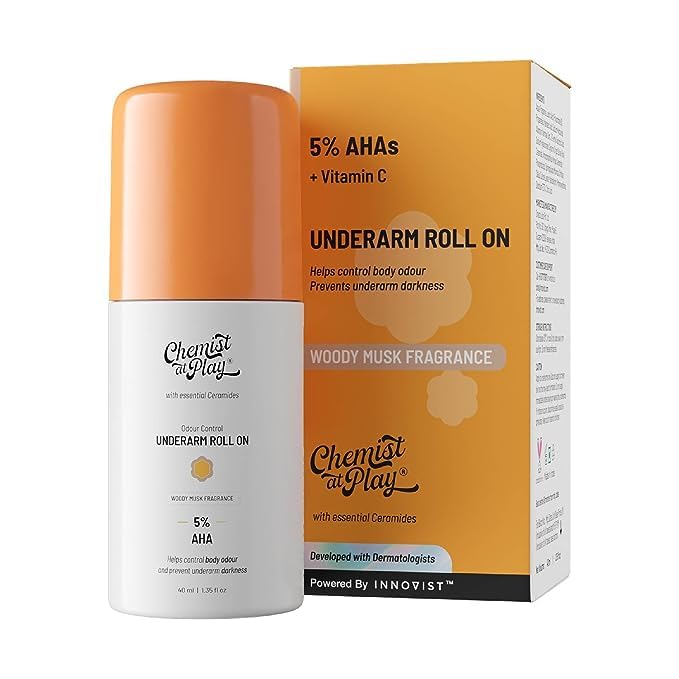 Chemist at Play UnderArm Roll-On Deodorant Woody Musk Fragrance 40ml (Pack of 3)