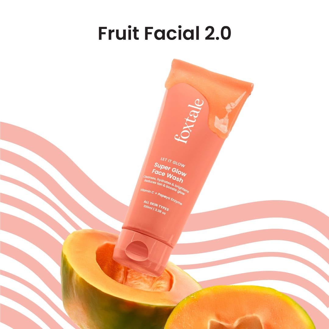 Foxtale Vitamin C Super Glow Face Wash with Papaya enzyme for Men & Women- (2 x 100ml)