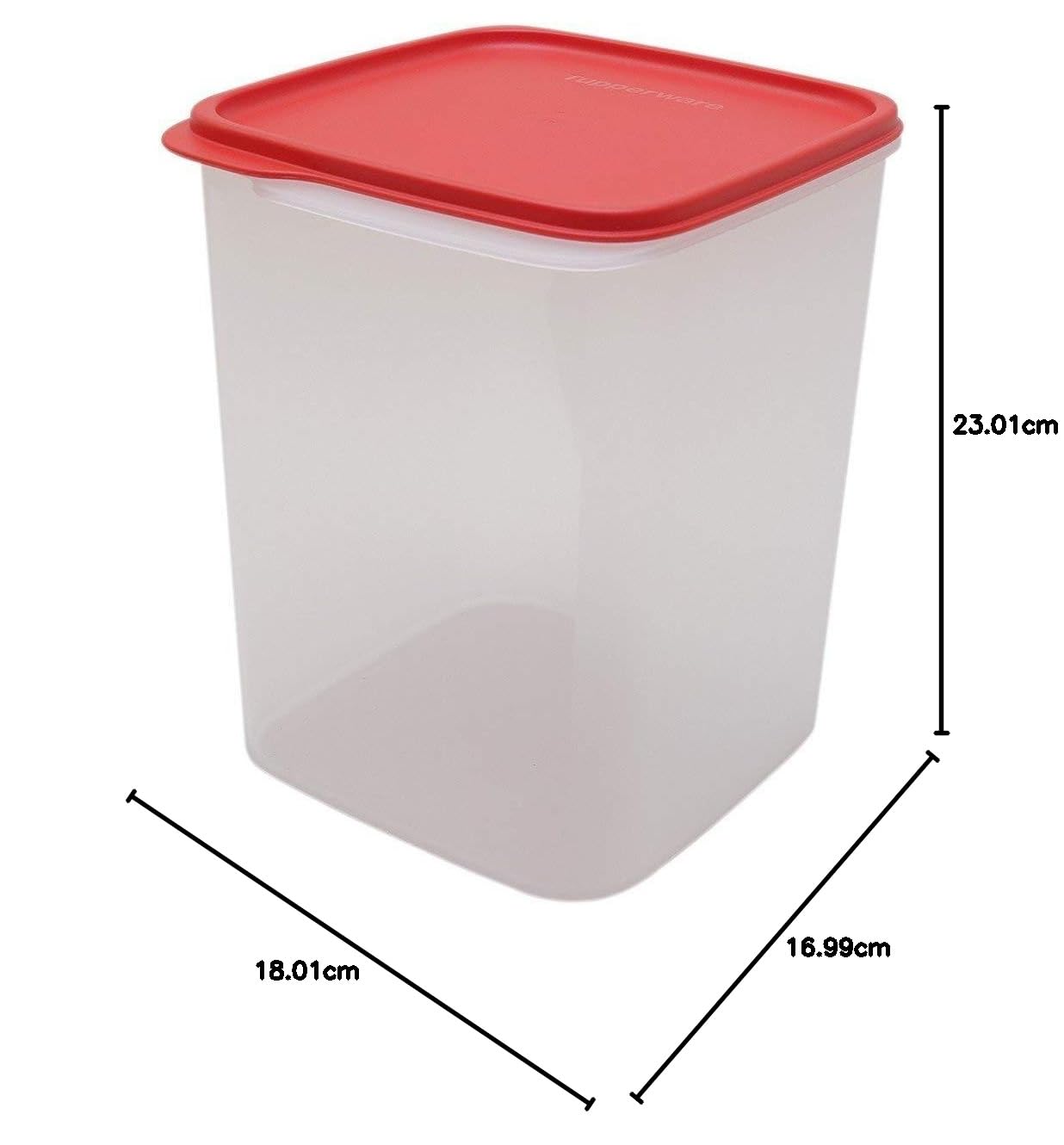 Tupperware Square Smart Saver Container, 5.4 Litres White Transparent Red Lid(Plastic) COLOR MAY VARY