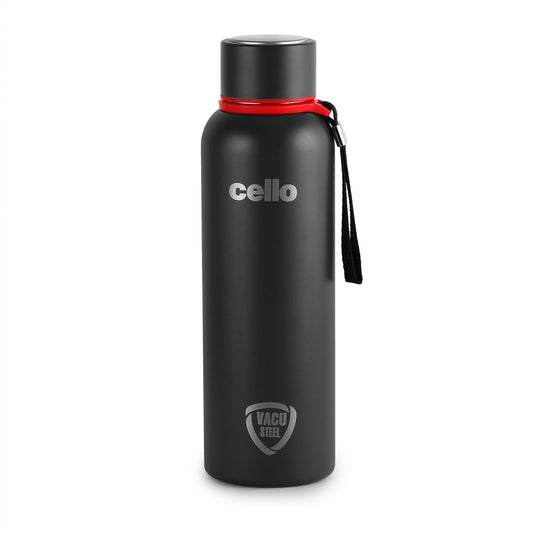 Cello Duro Kent Thermosteel Water Bottle 700ml, Black | ISI Certified