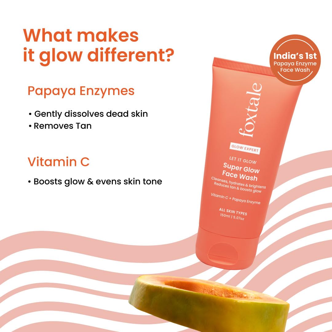 Foxtale Vitamin C Super Glow Face Wash with Papaya enzyme for Men & Women- 150ml