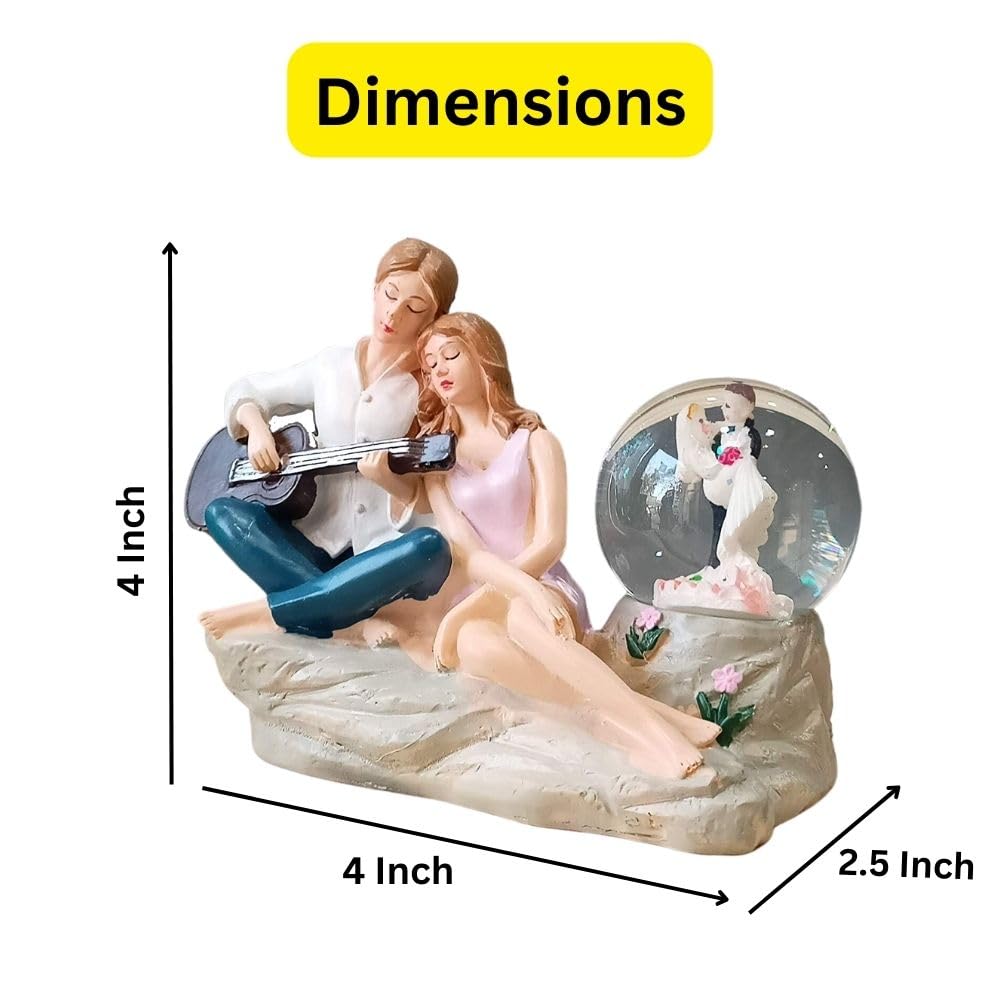 Romantic Love Couple Glass Ball Miniature Statue Showpiece
