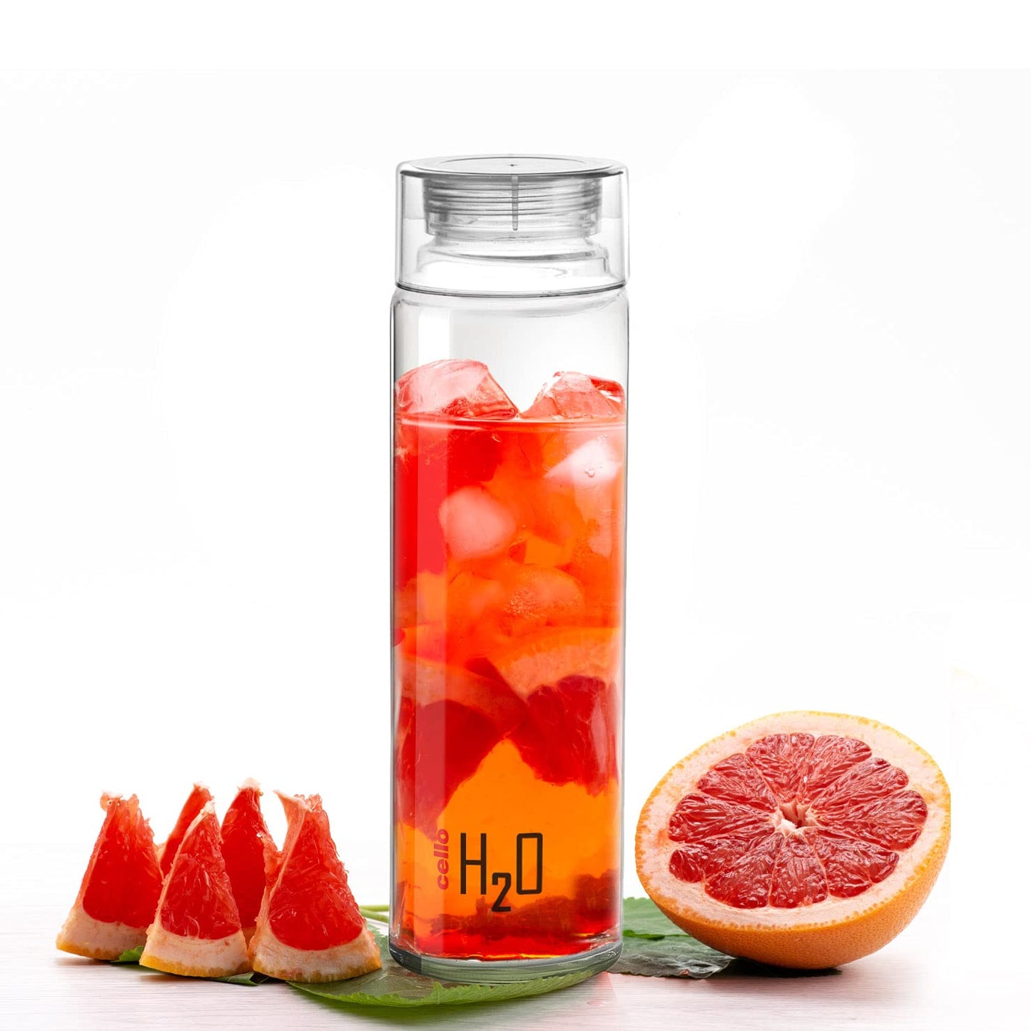 CELLO H2O Glass Fridge Water Bottle with Plastic Cap 920ml, Clear
