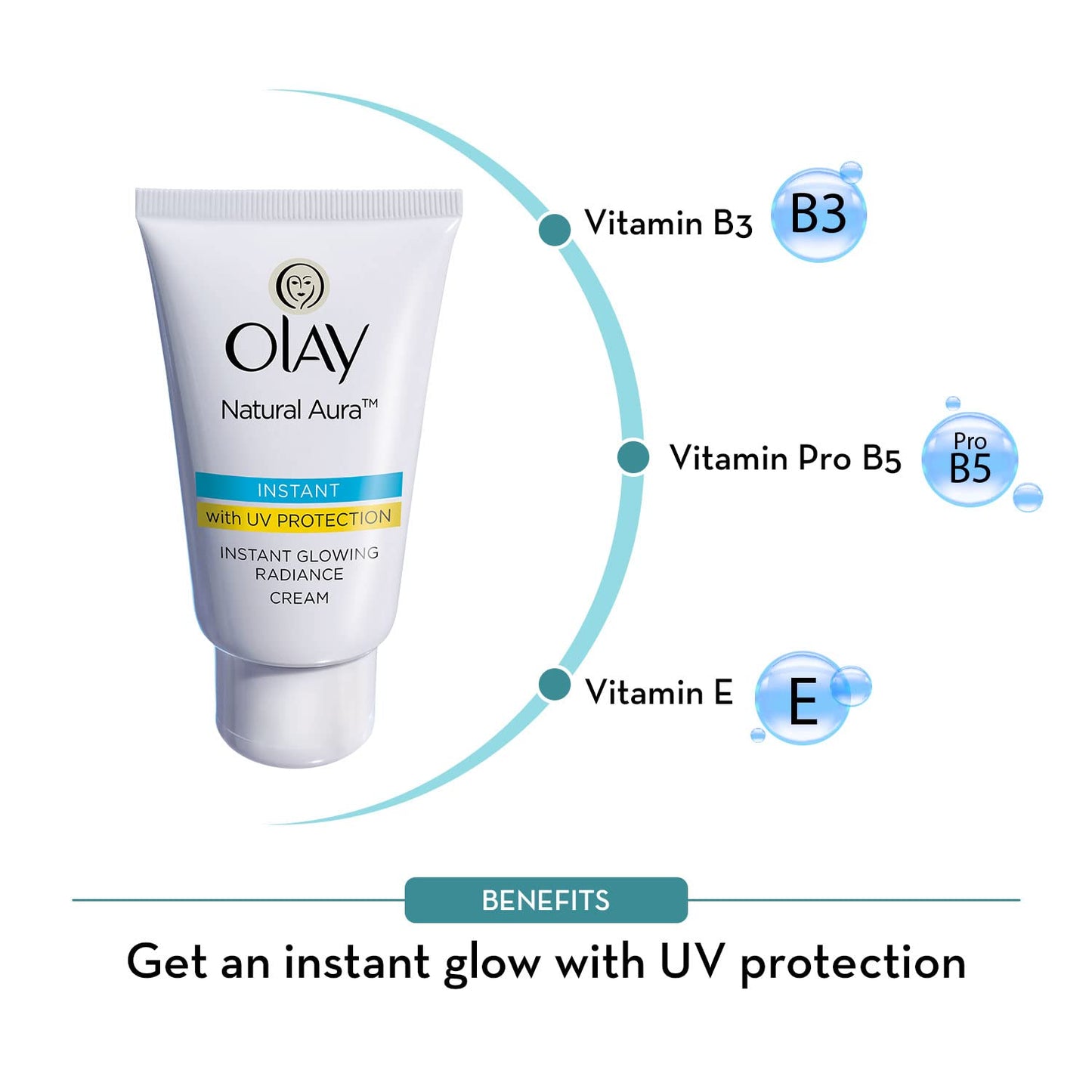 Olay Natural Aura Cream Vitamin B3, Pro B5, E With UV Protection 40 Gm (Pack Of 2)
