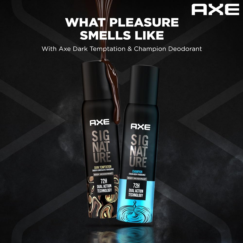 AXE Signature Dark Temptation Body Perfume for Men, 154 ml And Signature Body Perfume, Champion 154ml