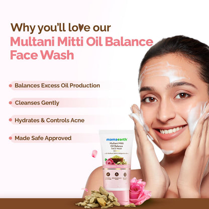 Mamaearth Multani Mitti Oil Balance Face Wash with Multani Mitti  150 ml