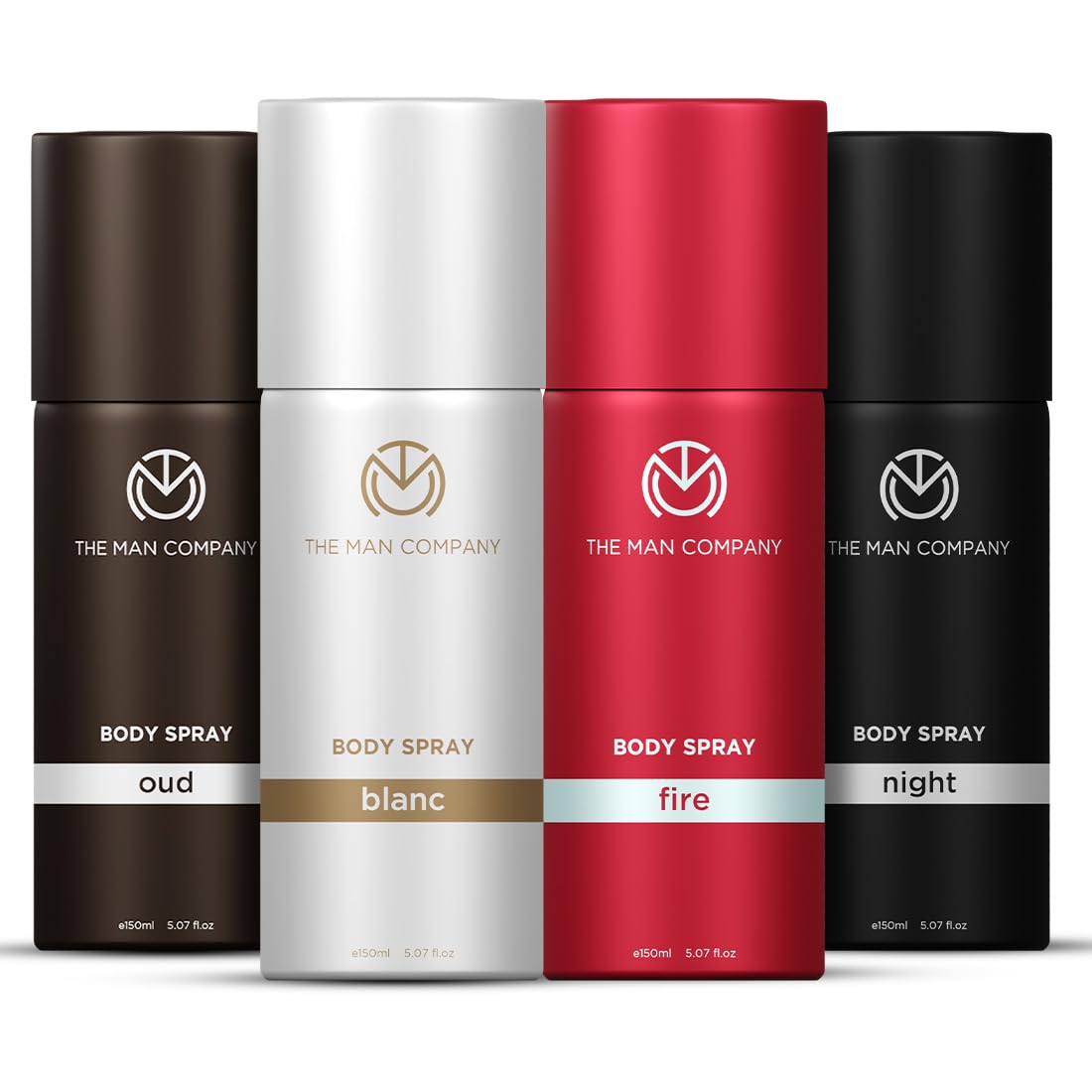 The Man Company Long Lasting Deodorant Set for Men - 150ml (Pack of 4) | Blanc, Fire, Night & Oud