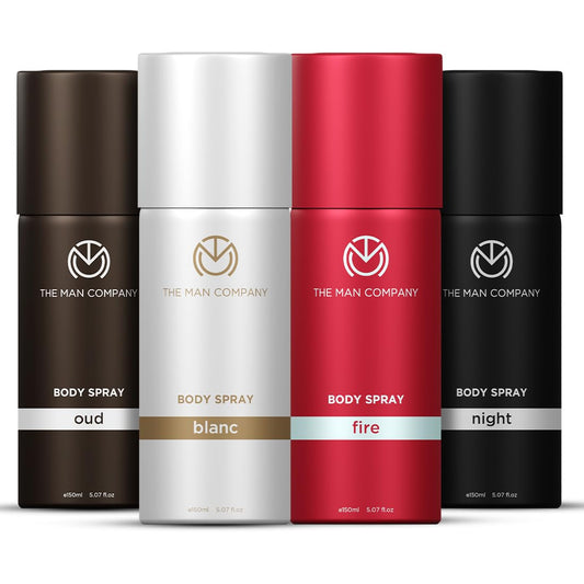 The Man Company Long Lasting Deodorant Set for Men - 150ml (Pack of 4) | Blanc, Fire, Night & Oud