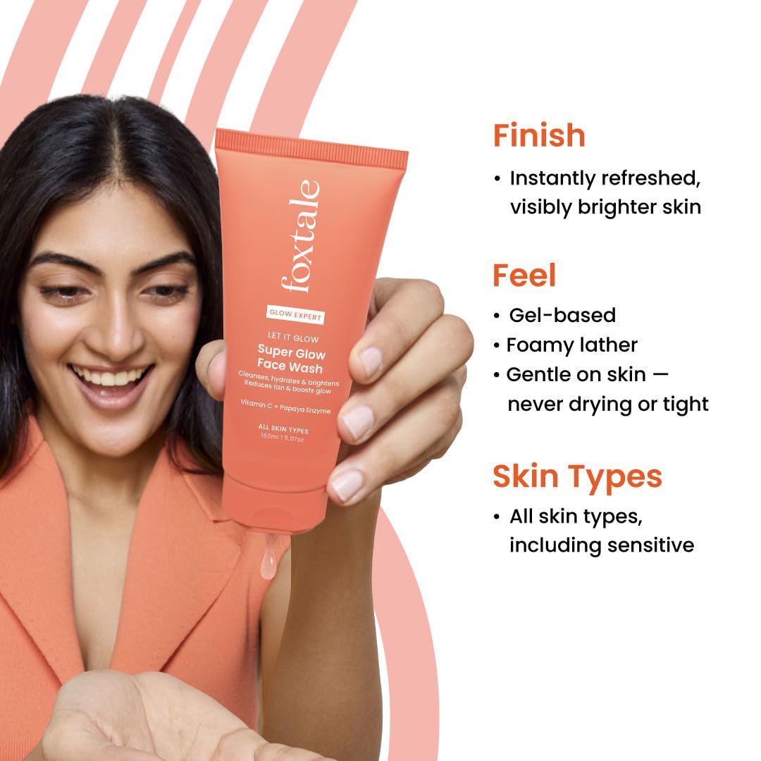 Foxtale Vitamin C Super Glow Face Wash with Papaya enzyme for Men & Women- 150ml