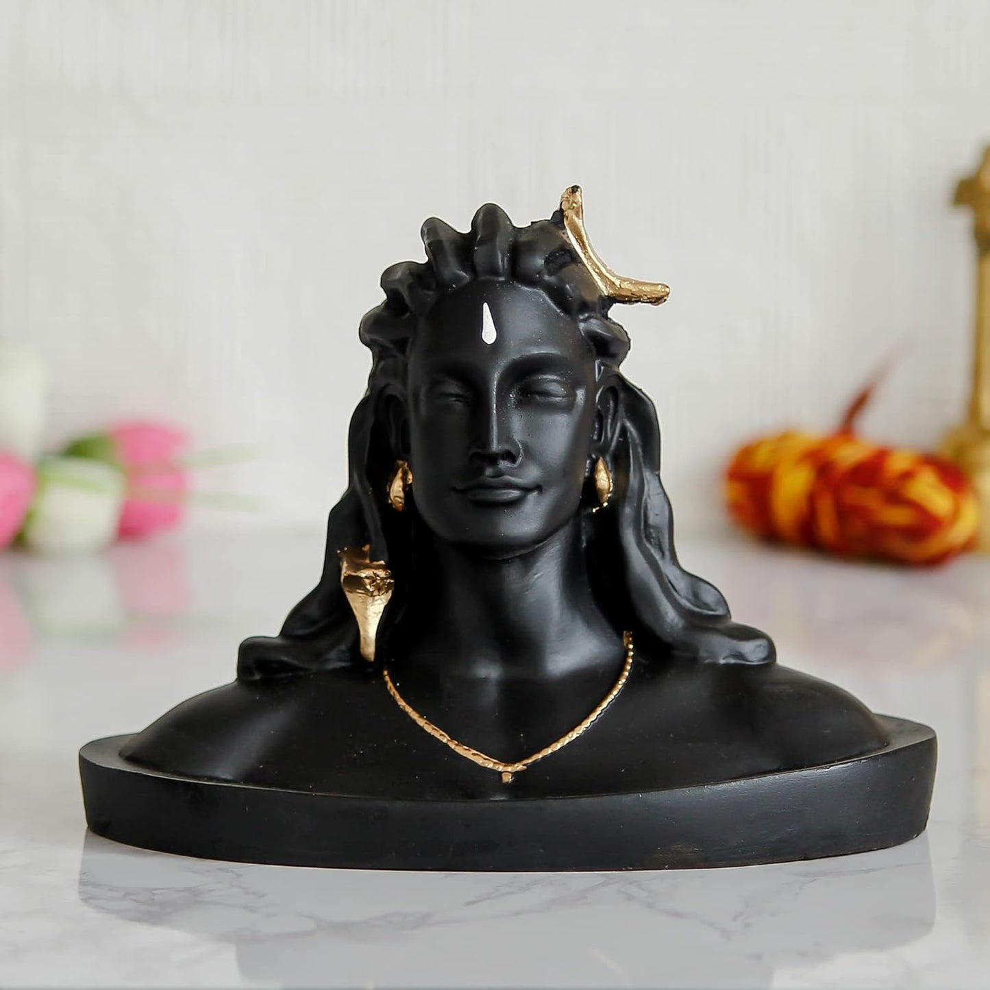 Black Resin Adiyogi Shiva Statue for Car Dashboard