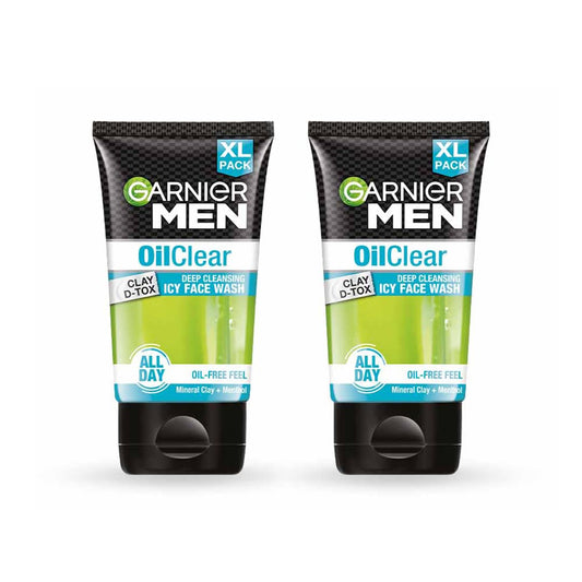 Garnier Men Face Wash OilClear Clay D-Tox 150g (pack of 2)