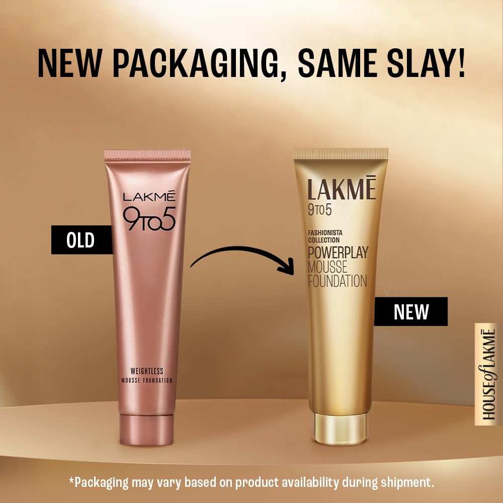 Lakme Powerplay Mousse Foundation Mini, Matte Finish Rose Ivory,6g