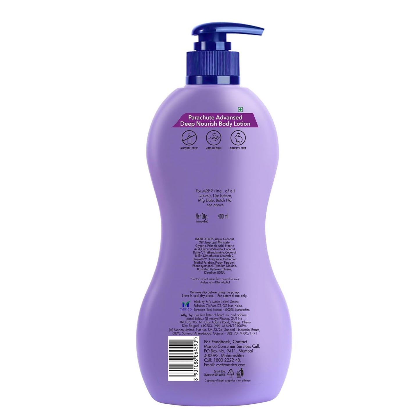 Parachute Advansed Deep Nourish Body Lotion for Women & Men, Dry Skin, 400ml