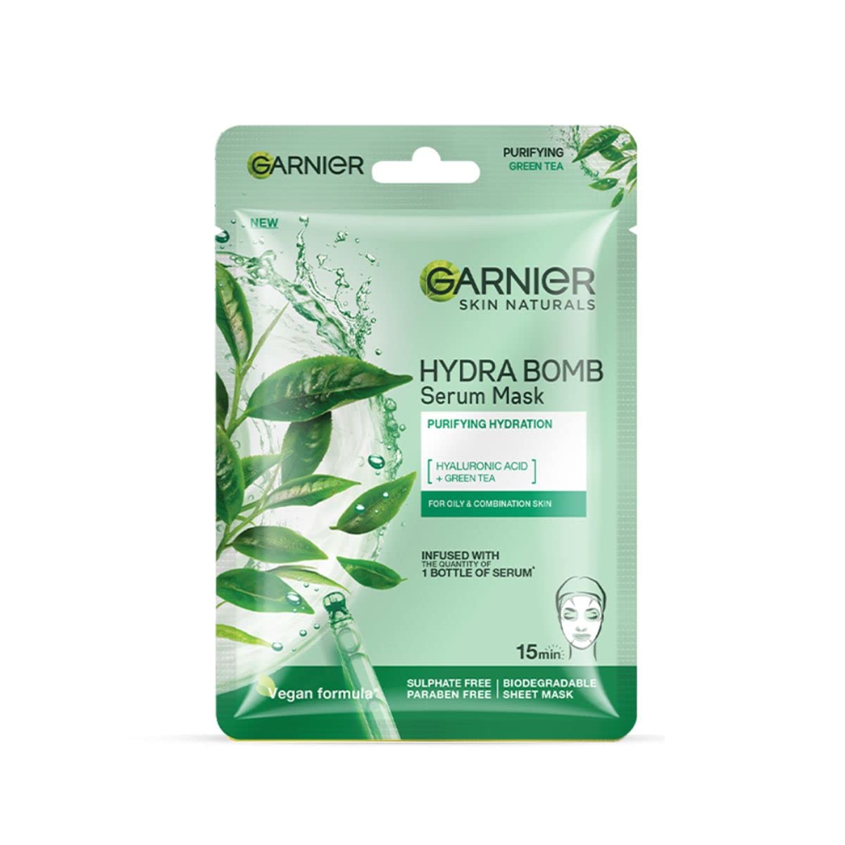Garnier Skin Naturals Serum Mask Hydra Bomb Green Tea Mask  28g