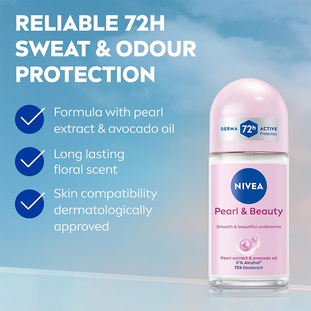 NIVEA Pearl and Beauty 50ml Deo Underarm Roll On For Women ( Pack of 2 )