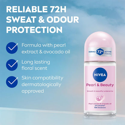 NIVEA Pearl and Beauty 50ml Deo Underarm Roll On For Women ( Pack of 2 )