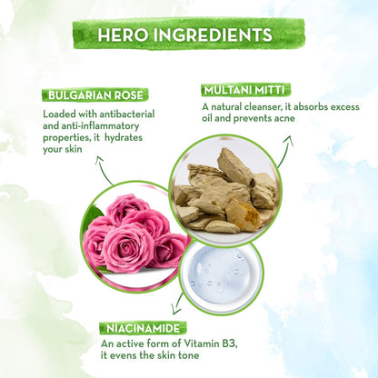 Mamaearth Multani Mitti Face Wash with Multani Mitti & Bulgarian Rose 100 ml x 2
