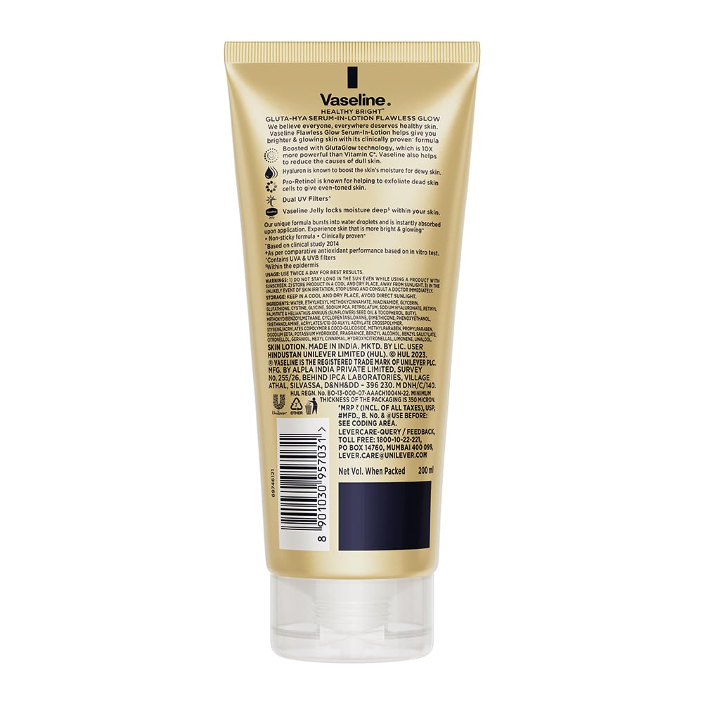 Vaseline Gluta-Hya Flawless Glow Lotion 200ml (Pack of 2)