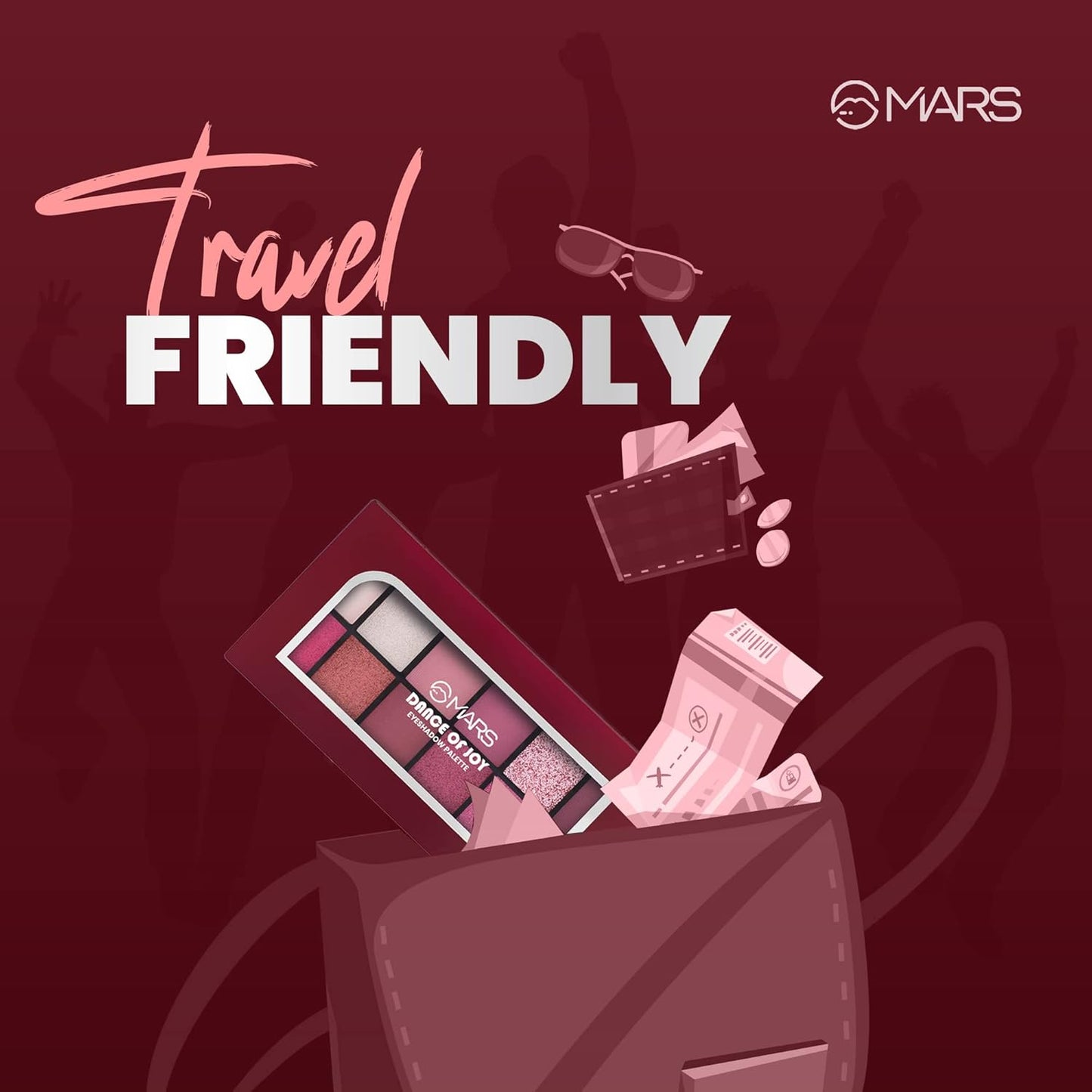 Mars 12 Color Shade Dance of Joy Eyeshadow Palette Multicolor Shimmery Finish