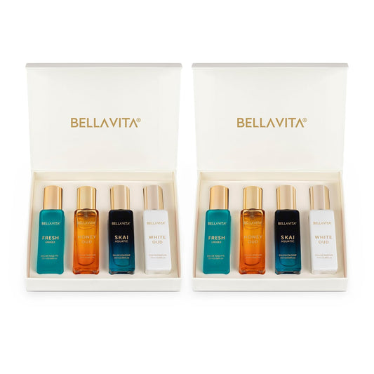 Bella Vita Luxury Long Lasting Unisex Perfume Gift Set 4x20ml (Pack of 2)SKAI, FRESH, WHITEOUD, HONEY OUD