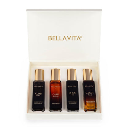 Bella Vita Luxury Long Lasting Men Gift Set 4x20ml KLUB, OUD, CEO, G.O.A.T