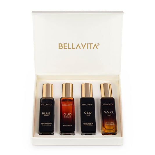 Bella Vita Luxury Long Lasting Men Gift Set 4x20ml KLUB, OUD, CEO, G.O.A.T