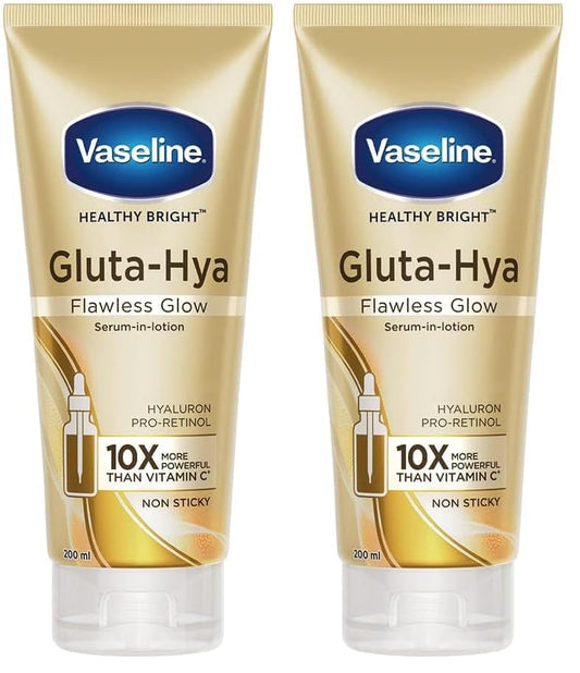 Vaseline Gluta-Hya Flawless Glow Lotion 200ml (Pack of 2)
