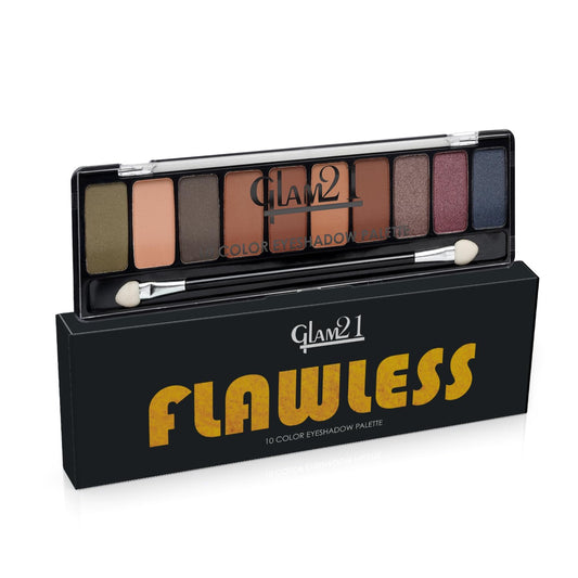 Glam21 Flawless 10 Color Eyeshadow Palette Long-Lasting Smudge Free