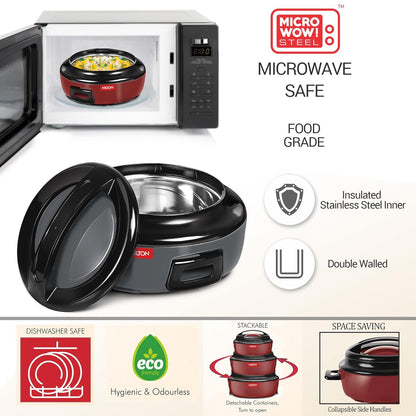 Milton Ernesto Inner Stainless Steel Jr. Casserole Set of 3 (390,720 and 1320 ml)